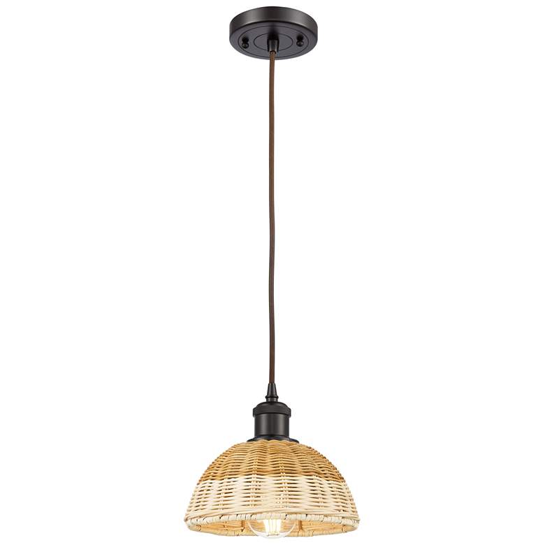 Image 1 Ballston Bristol Natural II 8"W Oiled Bronze Cord Hung Mini Pendant