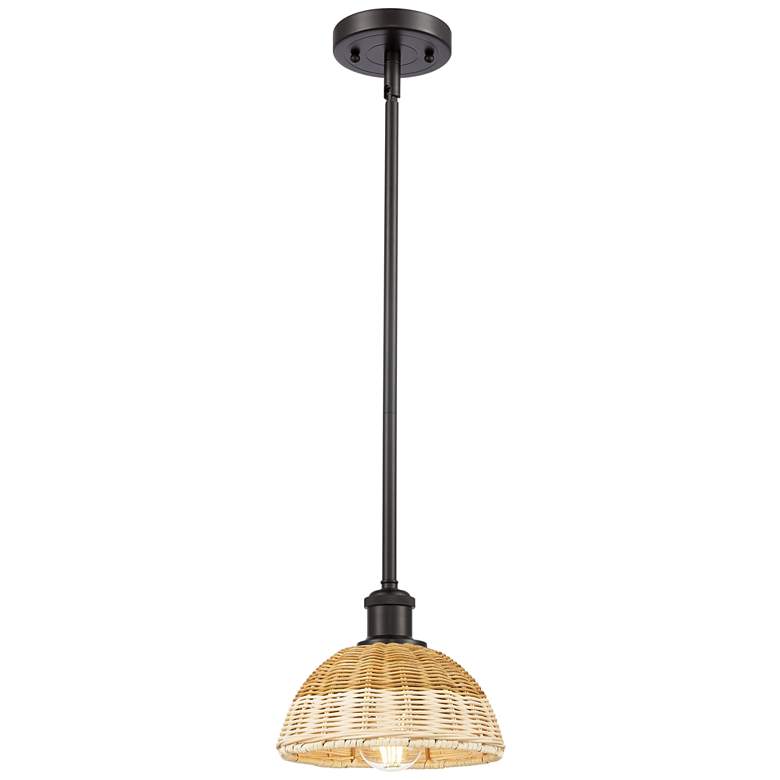 Image 1 Ballston Bristol Natural II 8"W Oiled Bronze Stem Hung Mini Pendant