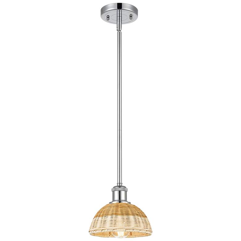 Image 1 Ballston Bristol Natural II 8"W Polished Chrome Stem Hung Mini Pendant