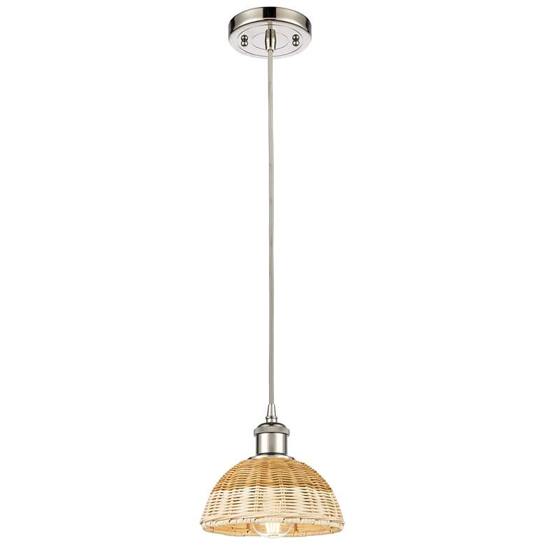 Image 1 Ballston Bristol Natural II 8"W Polished Nickel Cord Hung Mini Pendant