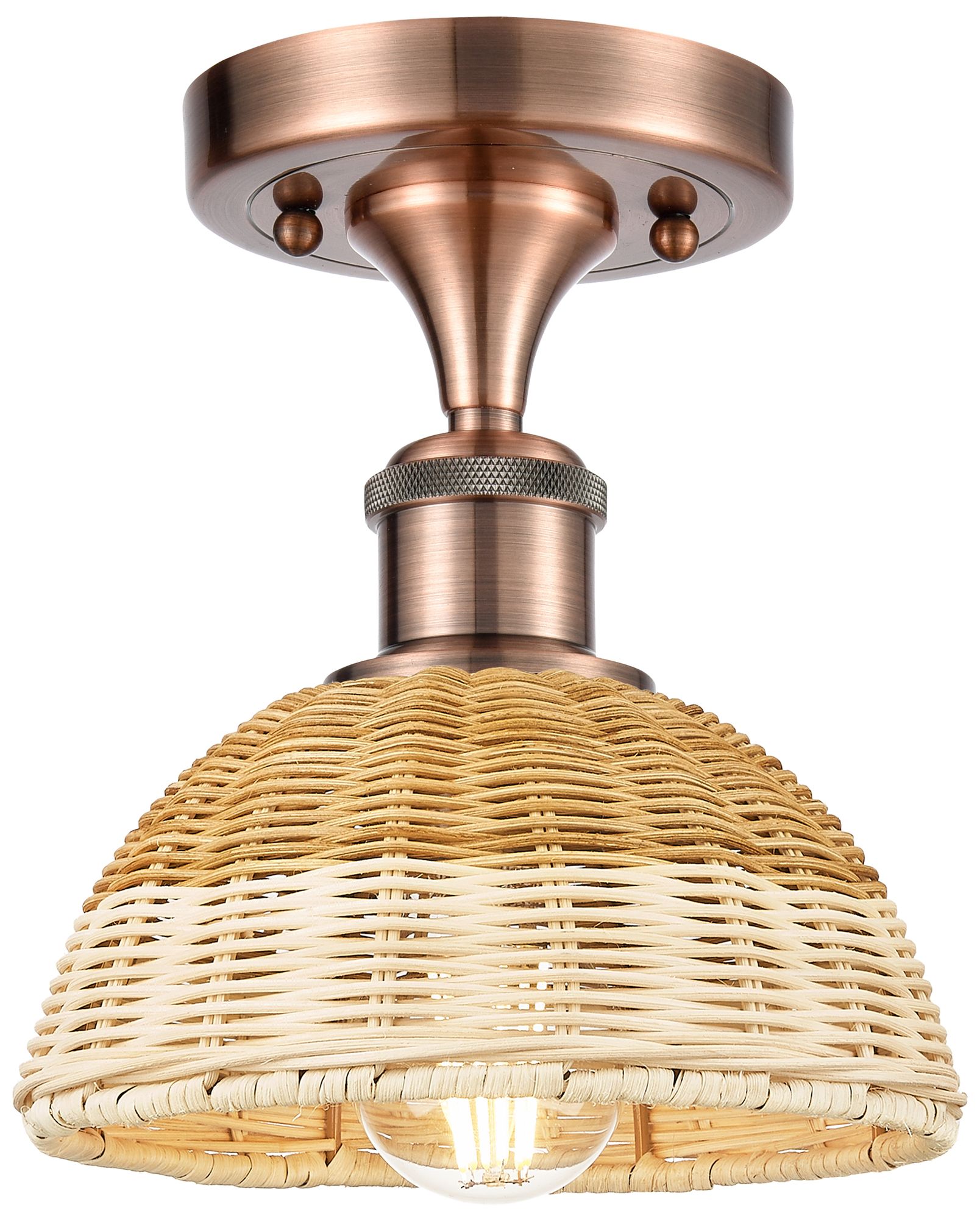 Ballston Bristol Natural II 8" Wide Antique Copper Semi.Flush Mount