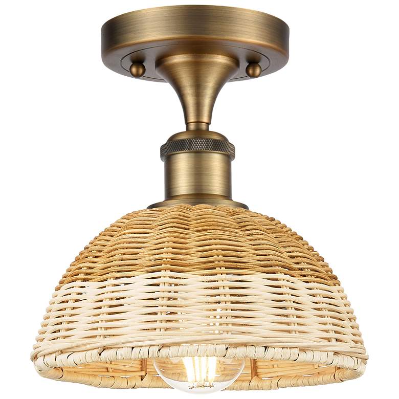 Image 1 Ballston Bristol Natural II 8" Wide Brushed Brass Semi.Flush Mount