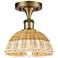 Ballston Bristol Natural II 8" Wide Brushed Brass Semi.Flush Mount