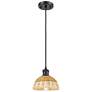 Ballston Bristol Natural II 8" Wide Matte Black Cord Hung Mini Pendant
