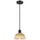 Ballston Bristol Natural II 8" Wide Matte Black Cord Hung Mini Pendant