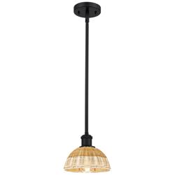 Ballston Bristol Natural II 8" Wide Matte Black Stem Hung Mini Pendant