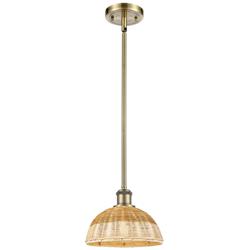 Ballston Bristol Natural II 9"W Antique Brass Stem Hung Mini Pendant