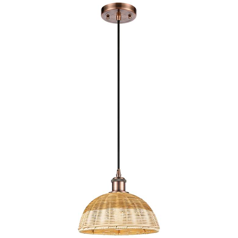 Image 1 Ballston Bristol Natural II 9"W Antique Copper Cord Hung Mini Pendant