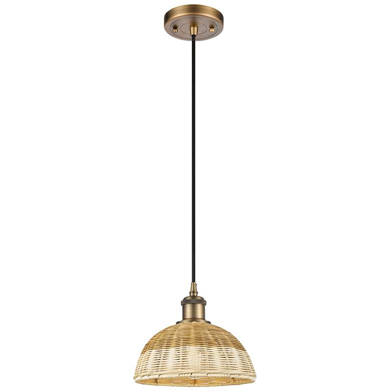 Image 1 Ballston Bristol Natural II 9"W Brushed Brass Cord Hung Mini Pendant
