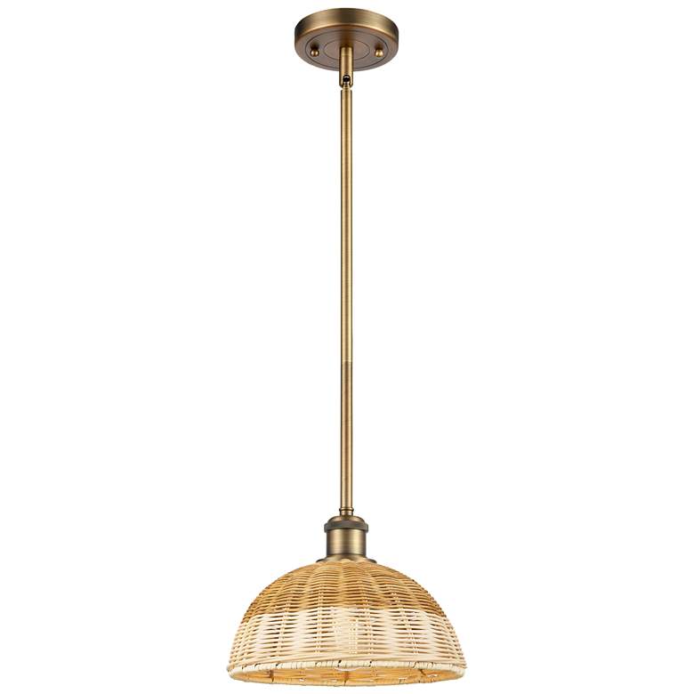 Image 1 Ballston Bristol Natural II 9"W Brushed Brass Stem Hung Mini Pendant