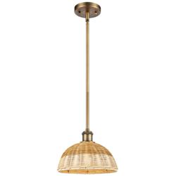 Ballston Bristol Natural II 9"W Brushed Brass Stem Hung Mini Pendant