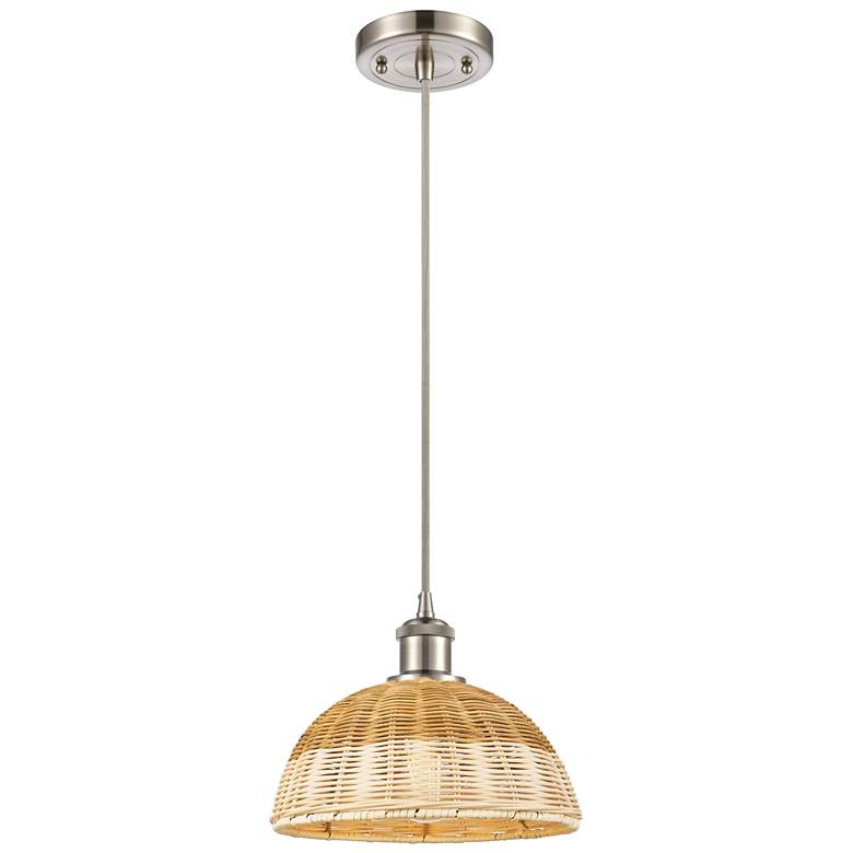 Image 1 Ballston Bristol Natural II 9"W Brushed Nickel Cord Hung Mini Pendant