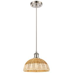 Ballston Bristol Natural II 9"W Brushed Nickel Cord Hung Mini Pendant
