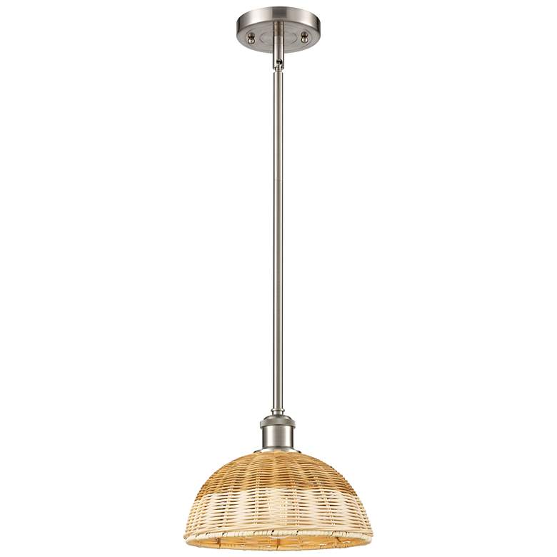 Image 1 Ballston Bristol Natural II 9"W Brushed Nickel Stem Hung Mini Pendant