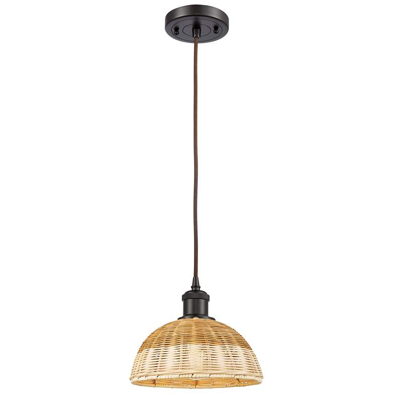 Image 1 Ballston Bristol Natural II 9"W Oiled Bronze Cord Hung Mini Pendant
