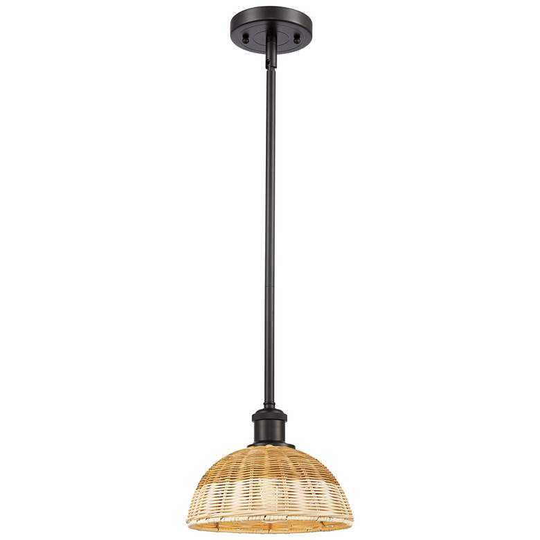 Image 1 Ballston Bristol Natural II 9"W Oiled Bronze Stem Hung Mini Pendant
