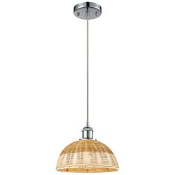Ballston Bristol Natural II 9"W Polished Chrome Cord Hung Mini Pendant
