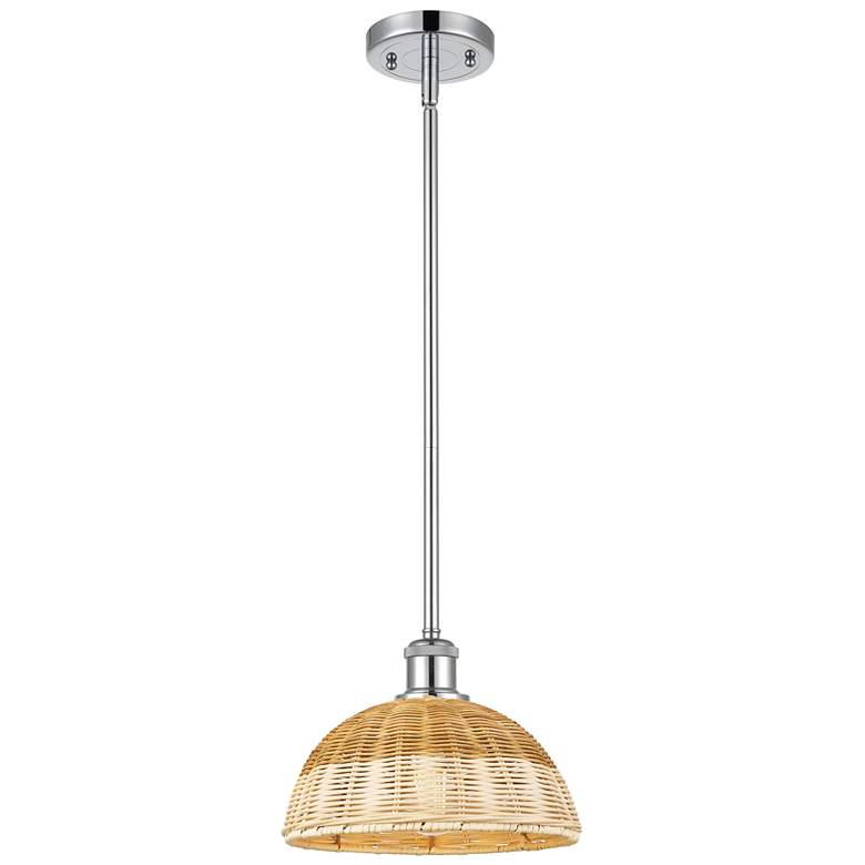 Image 1 Ballston Bristol Natural II 9"W Polished Chrome Stem Hung Mini Pendant