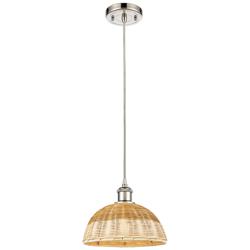 Ballston Bristol Natural II 9"W Polished Nickel Cord Hung Mini Pendant