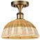 Ballston Bristol Natural II 9" Wide Brushed Brass Semi.Flush Mount