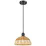 1_Ballston Bristol Natural II 9" Wide Matte Black Cord Hung Mini Pendant