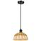 Ballston Bristol Natural II 9" Wide Matte Black Cord Hung Mini Pendant