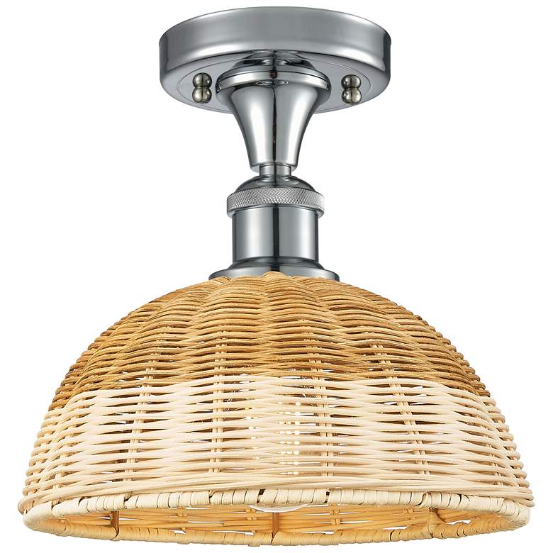 Image 1 Ballston Bristol Natural II 9" Wide Polished Chrome Semi.Flush Mount