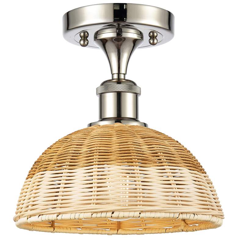 Image 1 Ballston Bristol Natural II 9" Wide Polished Nickel Semi.Flush Mount