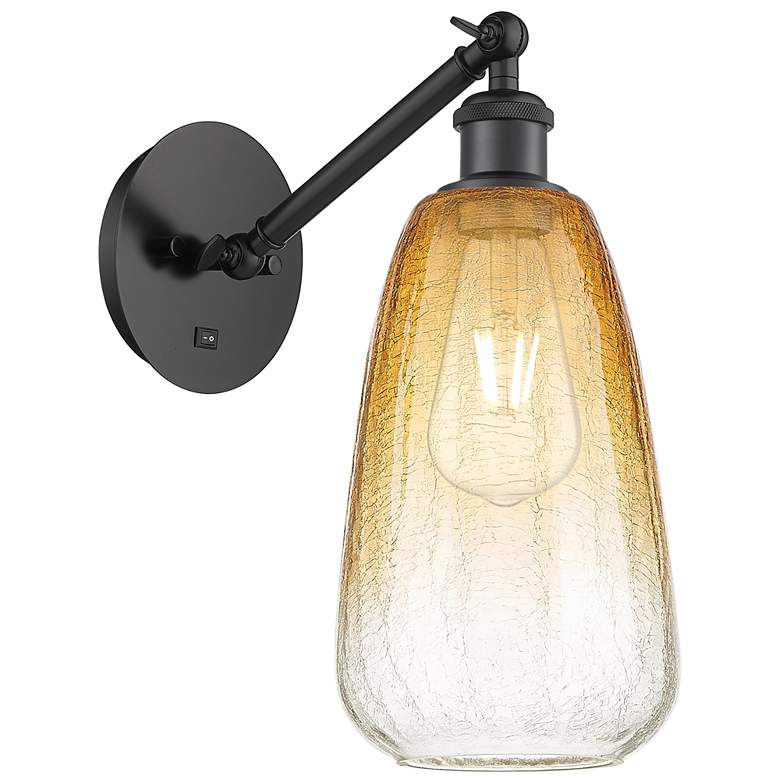 Image 1 Ballston Brookhaven Almond 13"H Black Swivel Sconce w/ Amber Shade
