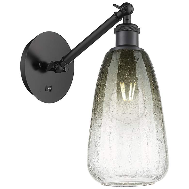 Image 1 Ballston Brookhaven Almond 13"H Black Swivel Sconce w/ Slate Shade