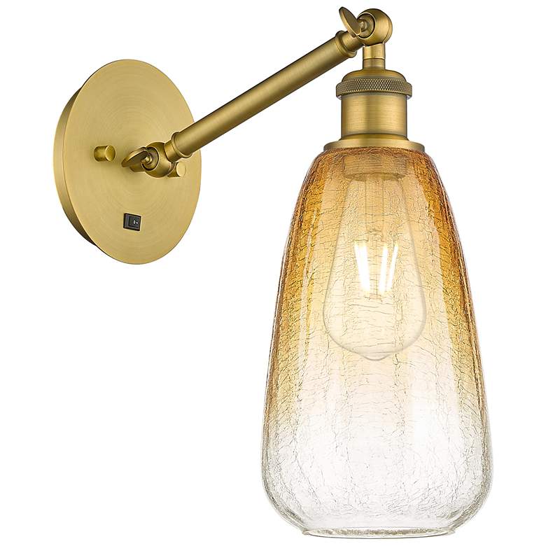 Image 1 Ballston Brookhaven Almond 13"H Brushed Brass Swivel Sconce w/ Amber Shade