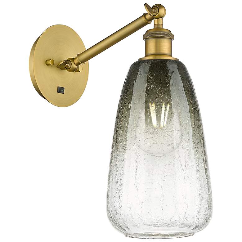 Image 1 Ballston Brookhaven Almond 13"H Brushed Brass Swivel Sconce w/ Slate Shade