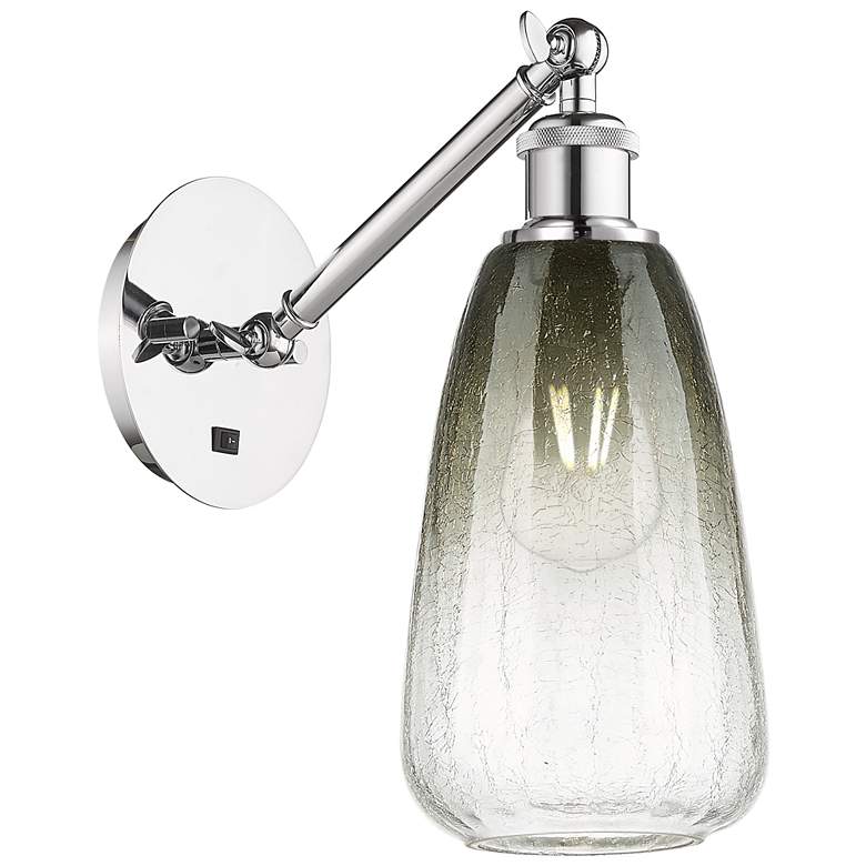 Image 1 Ballston Brookhaven Almond 13"H Chrome Swivel Sconce w/ Slate Shade