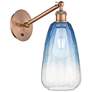 Ballston Brookhaven Almond 13"H Copper Swivel Sconce w/ Sapphire Shade