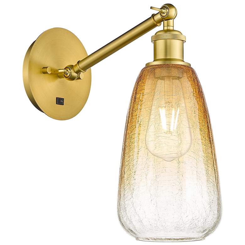 Image 1 Ballston Brookhaven Almond 13"H Gold Swivel Sconce w/ Amber Shade