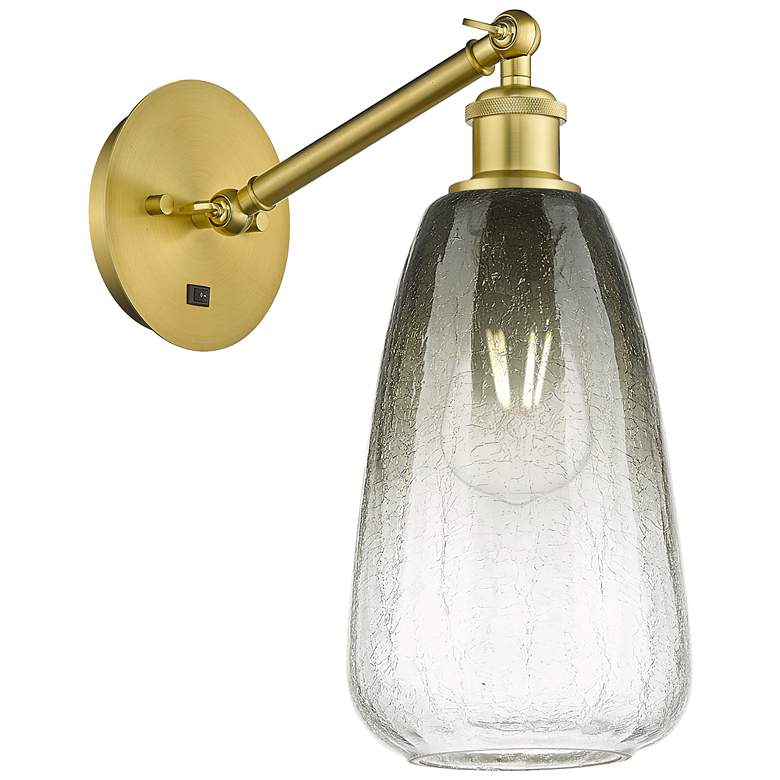 Image 1 Ballston Brookhaven Almond 13"H Gold Swivel Sconce w/ Slate Shade