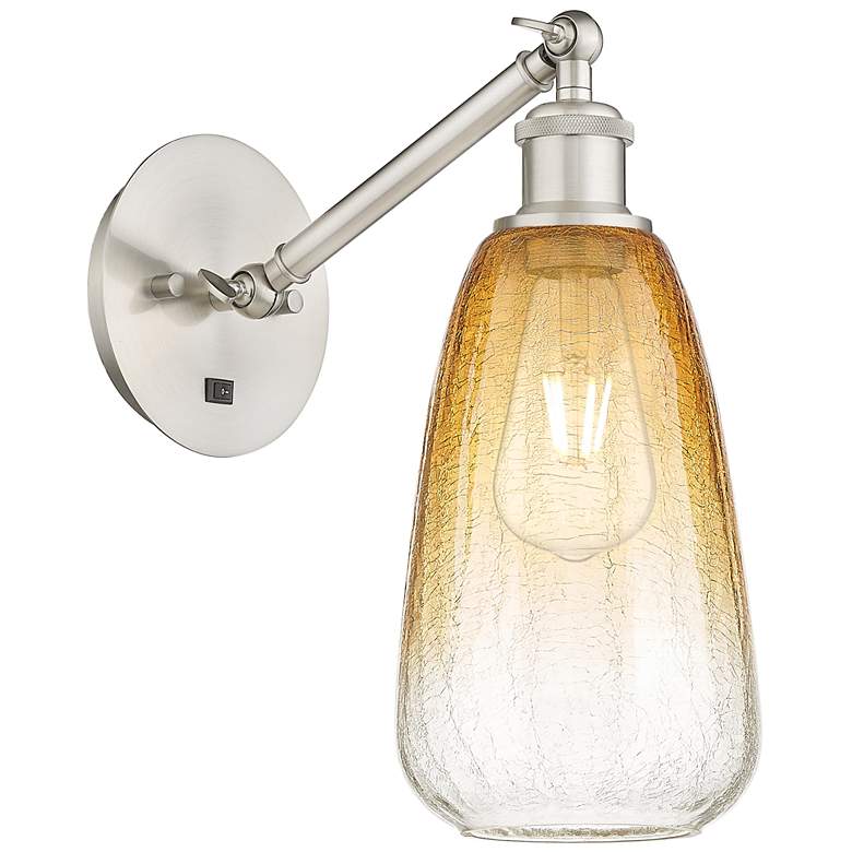 Image 1 Ballston Brookhaven Almond 13"H Nickel Swivel Sconce w/ Amber Shade
