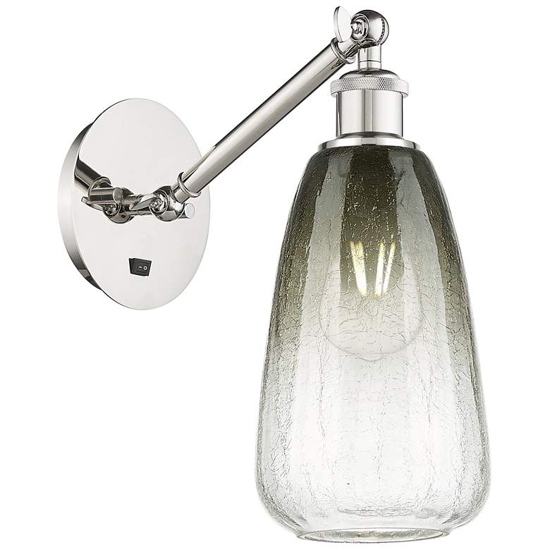 Image 1 Ballston Brookhaven Almond 13"H Polish Nickel Swivel Sconce w/ Slate Shade