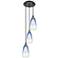Ballston Brookhaven Almond 13"W 3-Lt Black Brass Cord Pendant w/ Blue Shade