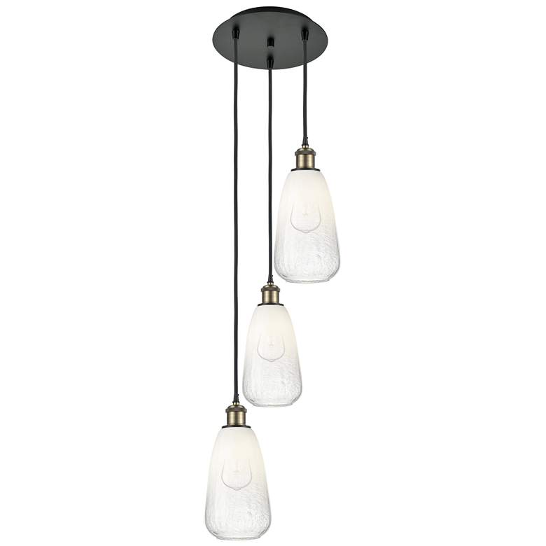 Image 1 Ballston Brookhaven Almond 13"W 3-Lt Black Brass Cord Pendant w/ Opal Shade