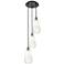 Ballston Brookhaven Almond 13"W 3-Lt Black Brass Cord Pendant w/ Opal Shade