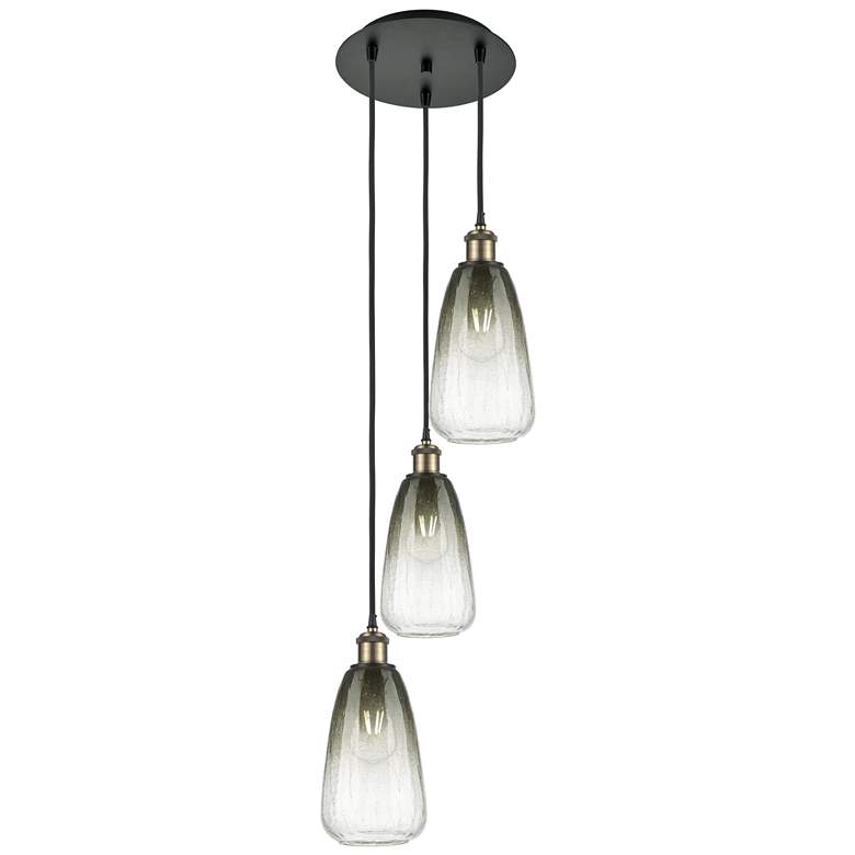 Image 1 Ballston Brookhaven Almond 13"W 3-Lt Black Brass Cord Pendant w/ Slate