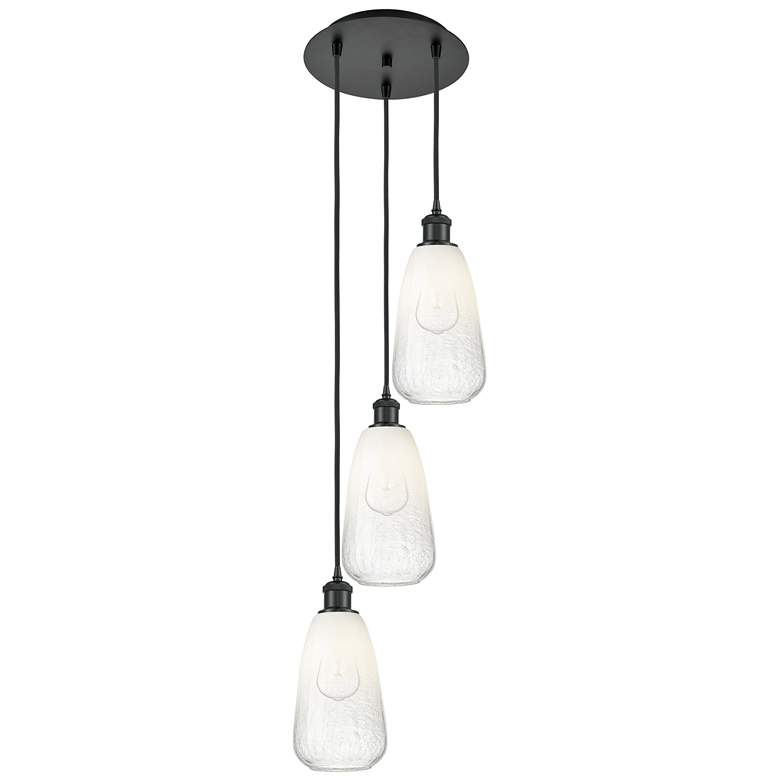 Image 1 Ballston Brookhaven Almond 13"W 3-Lt Black Cord Pendant w/ Opal Shade