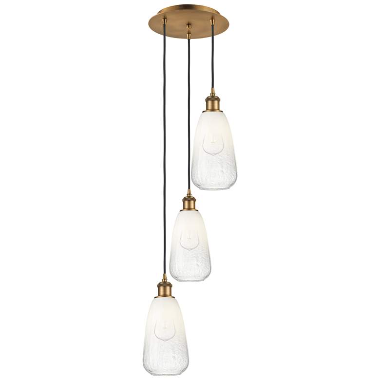 Image 1 Ballston Brookhaven Almond 13"W 3-Lt Brush Brass Cord Pendant w/ Opal Shade