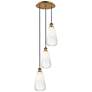 1_Ballston Brookhaven Almond 13"W 3-Lt Brush Brass Cord Pendant w/ Opal Shade