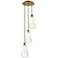 Ballston Brookhaven Almond 13"W 3-Lt Brush Brass Cord Pendant w/ Opal Shade