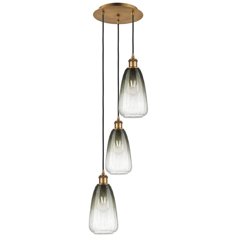 Image 1 Ballston Brookhaven Almond 13"W 3-Lt Brush Brass Cord Pendant w/ Slate