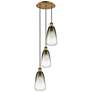 1_Ballston Brookhaven Almond 13"W 3-Lt Brush Brass Cord Pendant w/ Slate