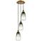 Ballston Brookhaven Almond 13"W 3-Lt Brush Brass Cord Pendant w/ Slate