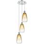 1_Ballston Brookhaven Almond 13"W 3-Lt Chrome Cord Pendant w/ Amber Shade